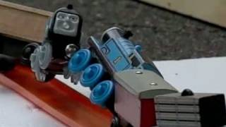 Thomas the Tank Engine Thomas crashes head on into Spencer  in slow motion [upl. by Andaira]