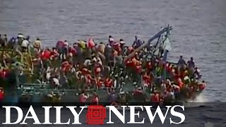 Migrant ship capsizes in Mediterranean [upl. by Anitnahs421]