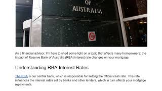 The Impact of RBA Interest Rate Changes on Your Mortgage  Caeser Abdalla Finance [upl. by Giacopo]