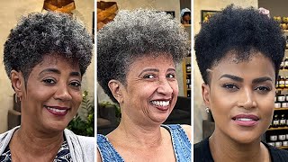 Unique Older Women Natural Hair Haircuts  No Chemicals  Shorthair Jeek [upl. by Akeihsal]