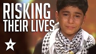 Kids Of Palestine Risk Lives To Show Their Talent Winning Golden Buzzer العربية حصلت على المواهب [upl. by Alcock616]