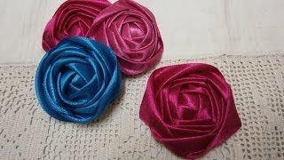 DIY ribbon rose tutorialHow tofabric flowerseasy [upl. by Yrod]