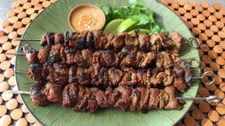 Beef Satay Recipe  ThaiStyle Grilled Beef Skewers [upl. by Esilahc956]