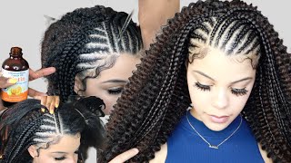 Lightweight Feed in braids crochet hairstyle for the summer braiding for beginners  Outre hair [upl. by Nylesaj701]