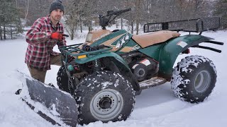 400 Plowing ATV Fixed In 10 Minutes Plowing DEEP Snow [upl. by Ecirbaf]