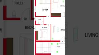 224x296 House plan 2BHK224 By 296 Home plan224 296 House design in Indian styleSOUTH FACE [upl. by Shirline]