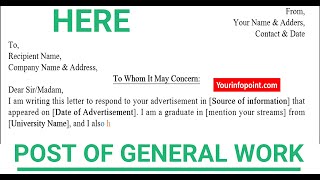 Letter for General Work  how to write application to company for job [upl. by Nairod345]