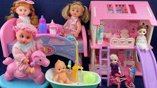 10 Minutes Satisfying with Unboxing Pink Barbie HouseCute Baby Bath Toys Review  ASMR no music [upl. by Dode]