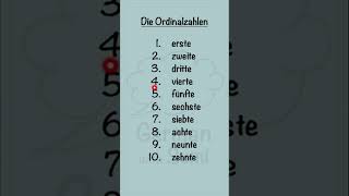 Oder numberdie Ordinalzahlen in German learn German Language with meshortsvideoshortfeed [upl. by Tegdig]