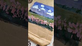 Painting on cloth bag 🖌️ easy nature painting 🎨shorts painting landscape art viralvideo craft [upl. by Lehcyar789]