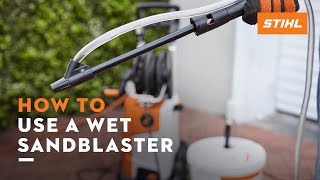 STIHL wet sandblasting device  How to use it  Instruction [upl. by Abroms]