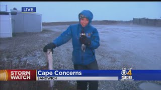 WBZTV Reporters In Action During Damaging Noreaster [upl. by Eva]