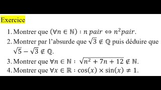 Solution Dexercice sur la Logique  raisonnement par labsurde  logique et raisonnement [upl. by Kawasaki83]