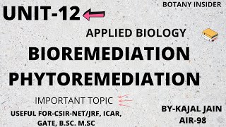 Unit12 Applied Biology  Bioremediation  Phytoremediation  Detailed  CSIRNET JRF [upl. by Llerahc]