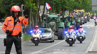 Politie begeleidt Duitse tractoren door Brussel Centrum tijdens groot Internationaal Boerenprotest [upl. by Eeruhs527]