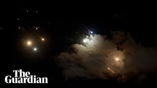 Moment hundreds of Iranian missiles fly over Israel [upl. by Ame]