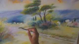 Demo aquarelle en mouillé sur mouillé wet on wet watercolor [upl. by Almeeta]