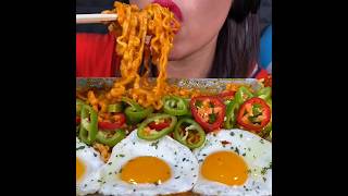 SPICY NOODLES WITH EGGS CHICKEN amp CHILLIES ❤️🥵 asmr mukbang spicynoodles stellaasmrofficial [upl. by Ateekram491]