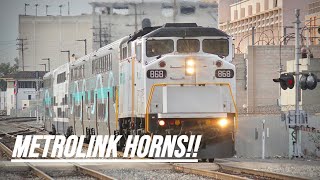 HD AWESOME METROLINK TRAIN HORN ACTION  Compilation [upl. by Erdnuaed]