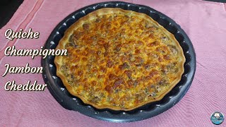 Recette QUICHE CHAMPIGNON JAMBON CHEDDAR 🥧🍄🧀 [upl. by Ulane]