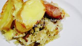 Sausage bacon amp chicken rice bake with cheesy garlic bread [upl. by Boardman]