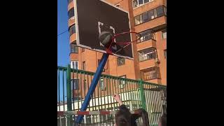 Man Throws Shoe to Dislodge Basketball [upl. by Demmahum46]