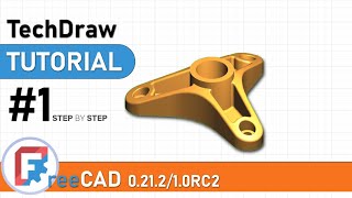 Freecad 0212  FreeCAD 10RC2 TechDraw tutorial part 1 STUDYCADCAM 3D model [upl. by Thury]