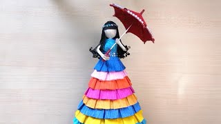 How to make a Crepe Paper DOLL DISPLAY  Crepe paper idea  Step by step tutorial [upl. by Rose]