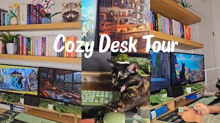 My Cozy Desk Setup Tour  Green Dreamer Diary [upl. by Dorolisa957]