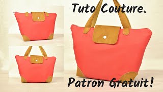 Comment coudre un sac cabas en tissu et en cuir  Patron Gratuit  Couture Facile Mimi [upl. by Ecar920]