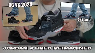 Jordan 4 Bred Reimagined  COMPARISON ON FOOT and REVIEW [upl. by Nelsen]