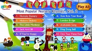 Top Ten Most Popular Nursery Rhymes Jukebox Vol 2 with Lyrics Subtitles and Action [upl. by Lorak]