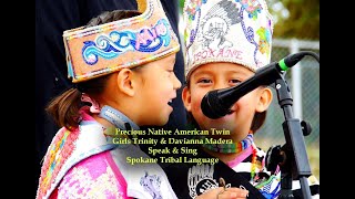 Precious Native American Twins Trinity amp Daviana Madera Jim Pepper Native Arts Fest 2018 [upl. by Eicyac]