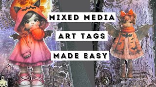 Mixed Media Art Tags Made Easy Using Maremi Small Art Collage Images amp Distress Spritz Sprays [upl. by Allemap]