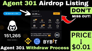 Agent 301 Airdrop Withdrawal StepbyStep Process Agent 301 Airdrop Update  Upcoming Listing Date [upl. by Auop]