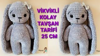 AMİGURUMİ VİKVİKLİ POFUDUK TAVŞAN YAPIMI 25 CM kolaytavşanyapımı amigurumitavşanyapımı örgübebek [upl. by Akienat]