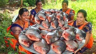 RED VAVVAL FISH FRY  Pappu Fish Recipe  Red Pomfret fish Cooking in Village Style villagebabys [upl. by Azyl]