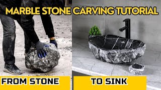 DIY CARVING A SINK FROM NATURAL MARBLE STONE — Full time lapse of the process [upl. by Theresita]