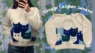 Crochet Vintage Catghan Sweater Tutorial [upl. by Nerrag]