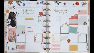 March Monthly Set up  Creative Journal  Classic Vertical Happy Planner [upl. by Inalem]