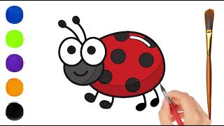 Drawing Painting Coloring Cockchafer for Kids amp Toddlers  Super Easy [upl. by Enidanreb]