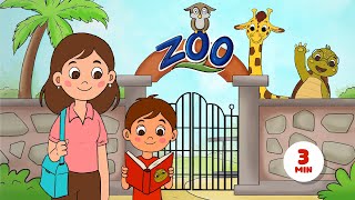 Learning Wild Zoo Animals Funny Educational Cartoon for Kids English Nursery Rhymes and Songs [upl. by Crandell]