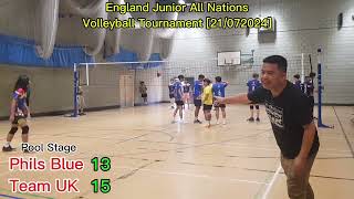 England Junior All Nations VBall Boys Div Pool Stage Phils Blue v UK v Asia Green v Europe [upl. by Howlend]