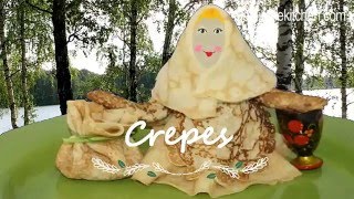 Russian Blini or Thin Pancakes Crapes Recipe with Elements Animation [upl. by Nalim]