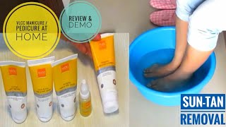 VLCC MANICURE  PEDICURE AT HOME SELFGROOMING Ep 1 VLCC Pedicure kit Review ampDemo DIYTan Removal [upl. by Ynabe]