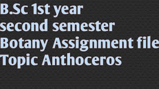 Bsc 1st year second semester Botany Assignment file Topic Anthoceros [upl. by Ahsenhoj335]