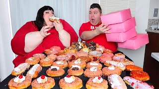 10000 Calorie Donut Challenge With Hungry Fat Chick • MUKBANG [upl. by Allecnirp]