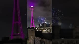 Seattle Drone and fireworks show 2024 from the Space Needle Happy New Year 2024 [upl. by May361]