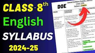 Class 8 English Syllabus 202425  english syllabus class8  Doe Delhi [upl. by Onairam878]