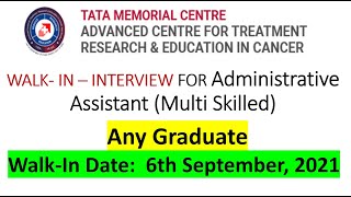 ACTREC jobs  Administrative Assistant  WalkIn  Tata Memorial Centre jobs  Contract job [upl. by Aleil461]